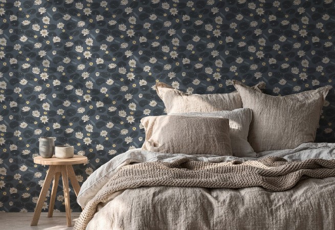 Coloring White Lotus Blue - 1035701-02 - 04916-01 paint Wallpassion